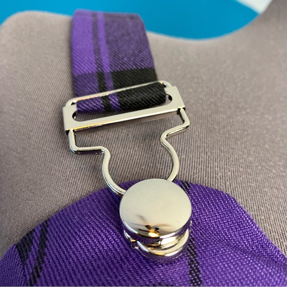 Collectif Rare Purple Plaid Rochelle Check Skater Pinafore Dress w/ Pockets UK 6 - Picture 5 of 14